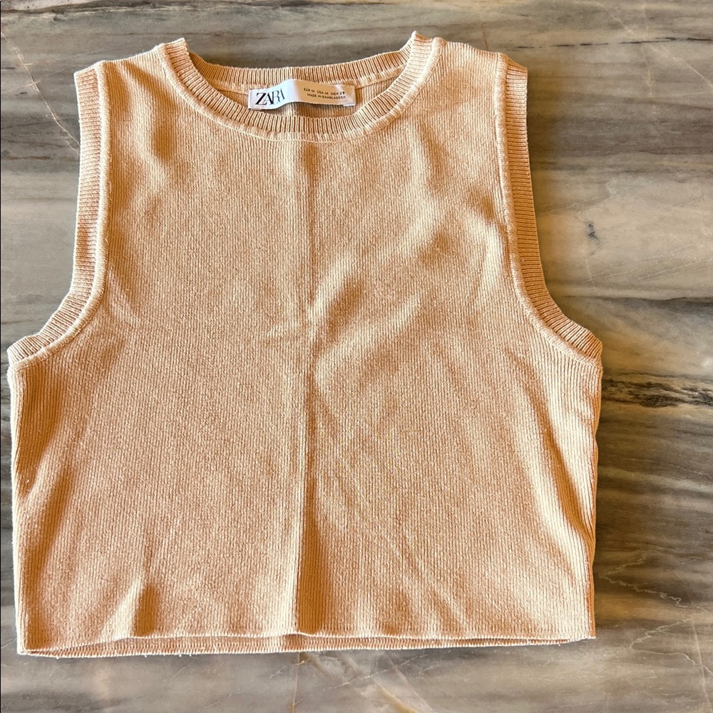 Zara Beige Crop Tank Top